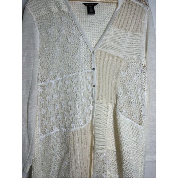 Multiples  Boho Crochet  Patchwork Duster Cardigan Cream Size XL - Picture 2 of 14